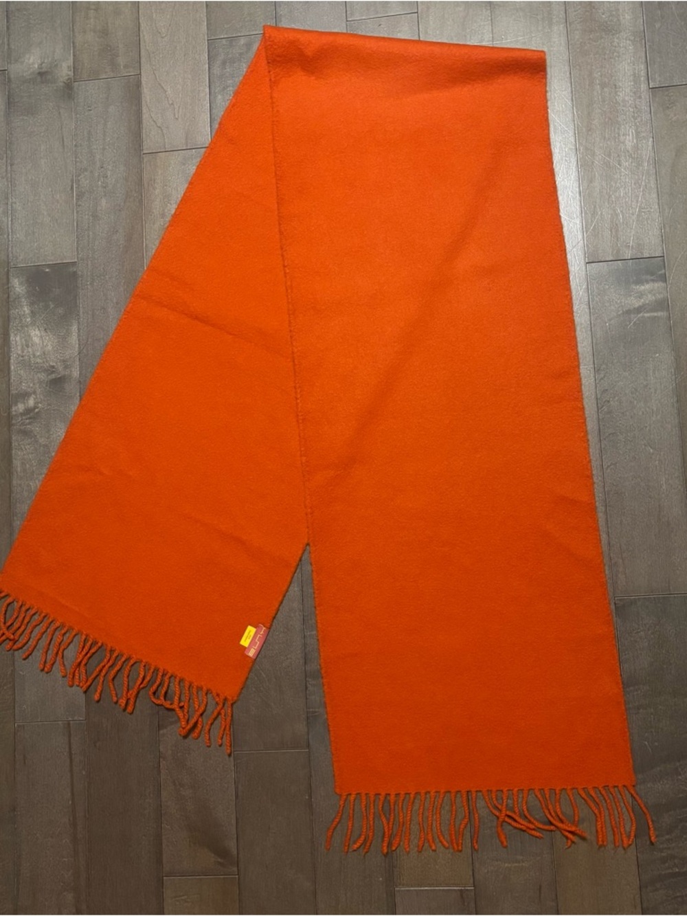 HUNA 100% Royal Alpaca Scarf 63x12 Orange Fringe Soft Peru Luxury Wrap
